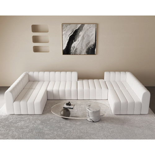 HMR - 118.9" Modular Pit Sectional Sofa Set Convertible 6-Seater