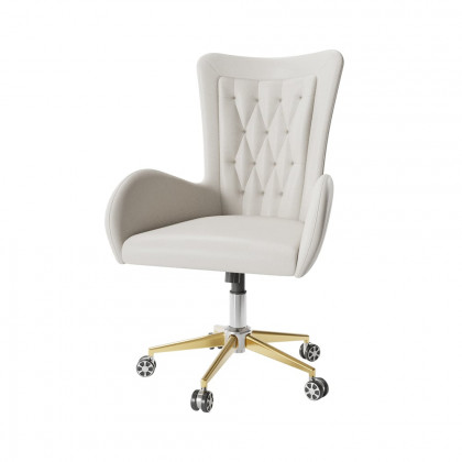 HMR - Oakic Modern Leather Office Chair White Ergonomic Swivel Desk Chair Height Adjustable