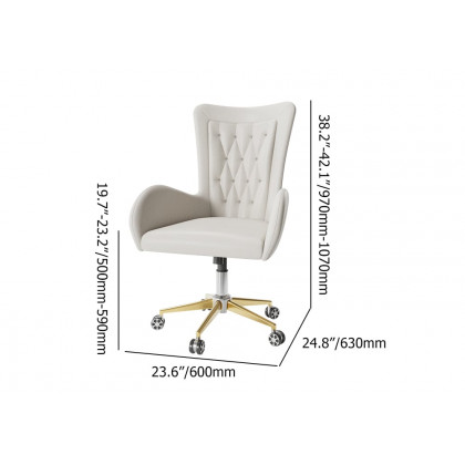 HMR - Oakic Modern Leather Office Chair White Ergonomic Swivel Desk Chair Height Adjustable