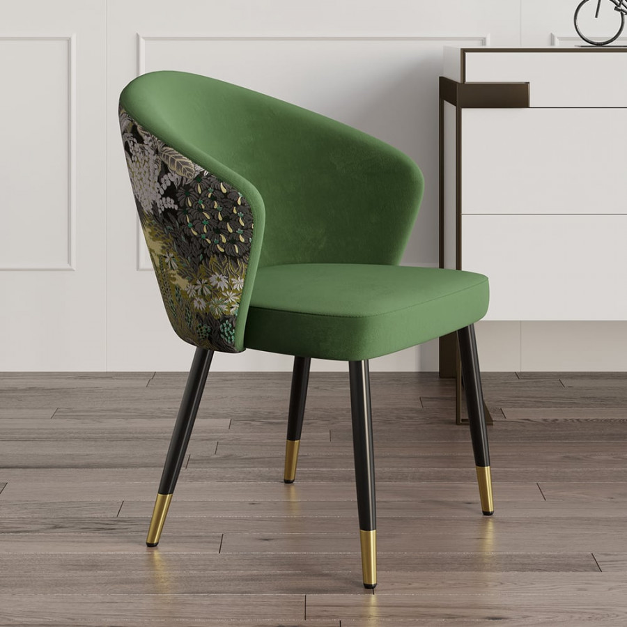 HMR Modern Dining Chairs with Velvet Upholstery - Green, 4-Pieces