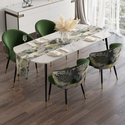 HMR Modern Dining Chairs with Velvet Upholstery - Green, 4-Pieces