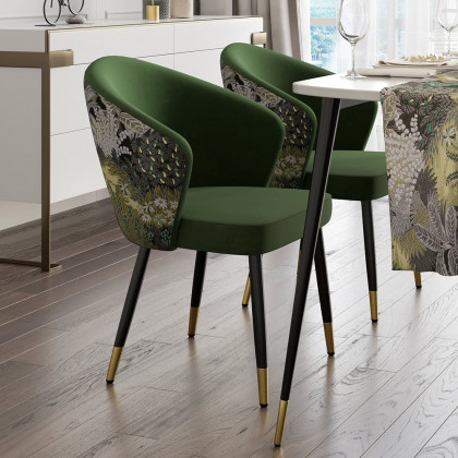HMR Modern Dining Chairs with Velvet Upholstery - Green, 4-Pieces