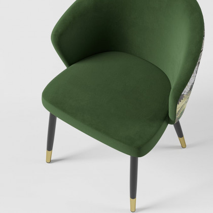 HMR Modern Dining Chairs with Velvet Upholstery - Green, 4-Pieces