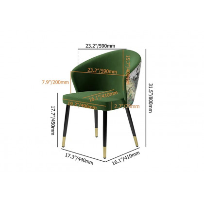 HMR Modern Dining Chairs with Velvet Upholstery - Green, 4-Pieces