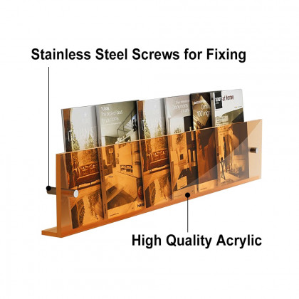 HMR - 31.5" Modern Acrylic Wall Mounted Floating Shelf Book Storage Display Rack in Orange