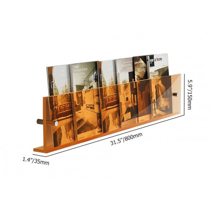 HMR - 31.5" Modern Acrylic Wall Mounted Floating Shelf Book Storage Display Rack in Orange