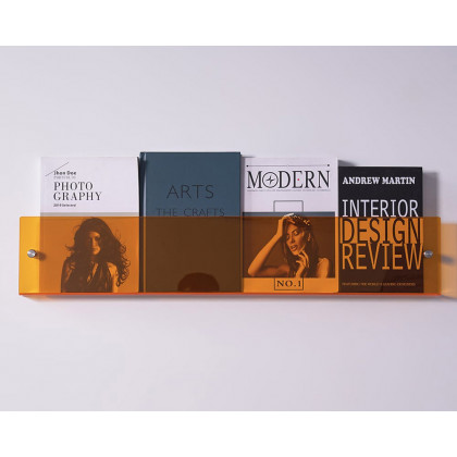 HMR - 31.5" Modern Acrylic Wall Mounted Floating Shelf Book Storage Display Rack in Orange