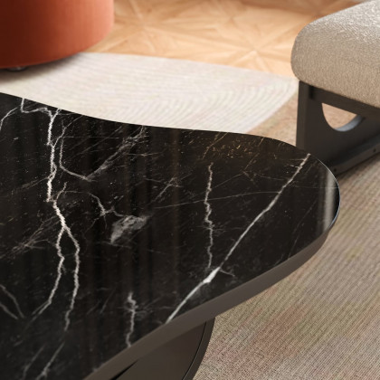 HMR 51" Irregular Cloud Sintered Stone Coffee Table with Storage - Black