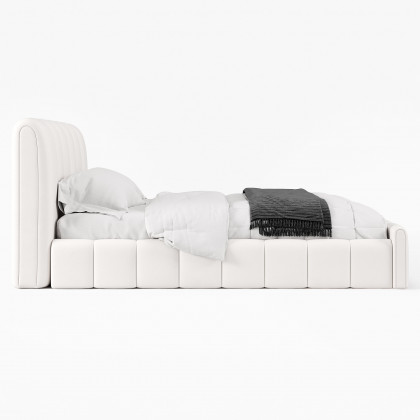 HMR - Humply White Leather Wingback King Bed Frame