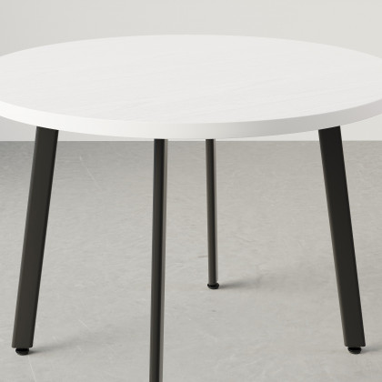 HMR Dining Set 39.4" Modern Round Wood Dining Table with 4 Chairs - White