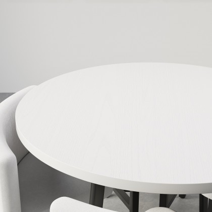 HMR Dining Set 39.4" Modern Round Wood Dining Table with 4 Chairs - White