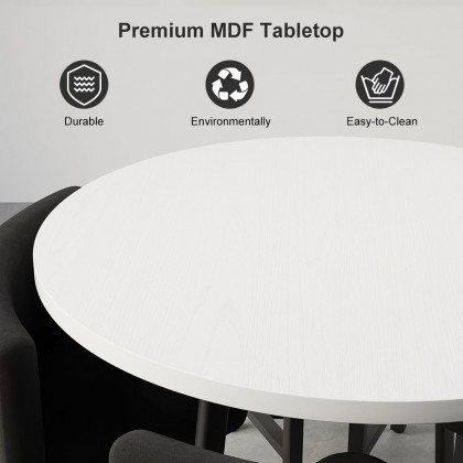 HMR Dining Set 39.4" Modern Round Wood Dining Table with 4 Chairs - White