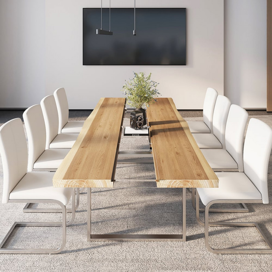 HMR - River 94.5" Live-Edge Conference Table Rectangle Table Cable Management Natural & Clear