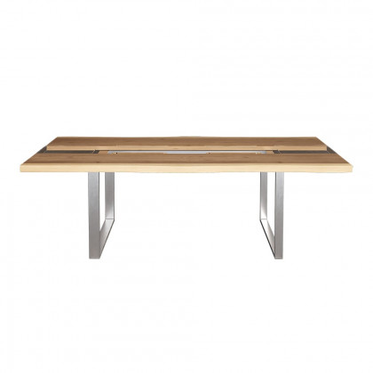 HMR - River 94.5" Live-Edge Conference Table Rectangle Table Cable Management Natural & Clear
