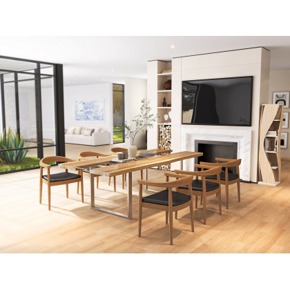 HMR - River 94.5" Live-Edge Conference Table Rectangle Table Cable Management Natural & Clear