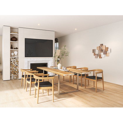 HMR - River 94.5" Live-Edge Conference Table Rectangle Table Cable Management Natural & Clear