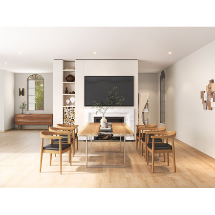 HMR - River 94.5" Live-Edge Conference Table Rectangle Table Cable Management Natural & Clear