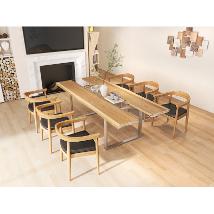 HMR - River 94.5" Live-Edge Conference Table Rectangle Table Cable Management Natural & Clear
