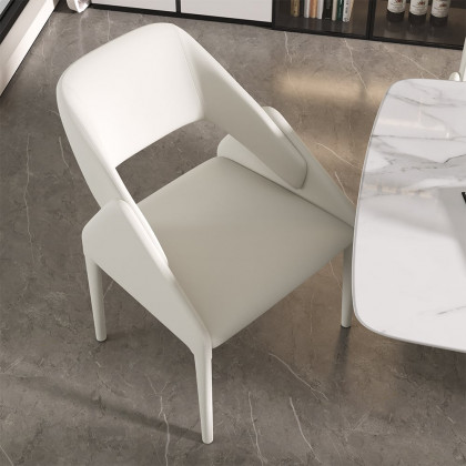 HMR - Modern Faux Leather Dining Chairs (Set of 2) - White