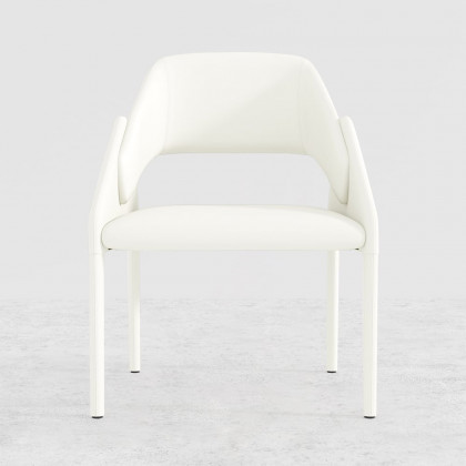 HMR - Modern Faux Leather Dining Chairs (Set of 2) - White