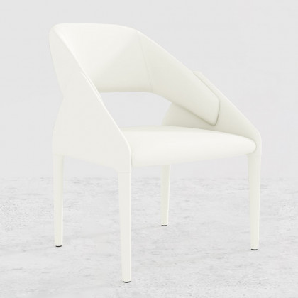 HMR - Modern Faux Leather Dining Chairs (Set of 2) - White