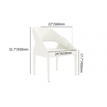 HMR - Modern Faux Leather Dining Chairs (Set of 2) - White