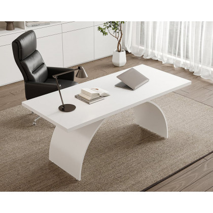 HMR Modern Rectangular Writing Desk & Office Desk Chair Set High Back - White, 70.9"L x 31.5"W x 29.5"H