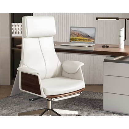 HMR Modern Rectangular Writing Desk & Office Desk Chair Set High Back - White, 70.9"L x 31.5"W x 29.5"H