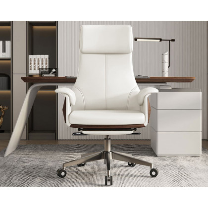 HMR Modern Rectangular Writing Desk & Office Desk Chair Set High Back - White, 70.9"L x 31.5"W x 29.5"H
