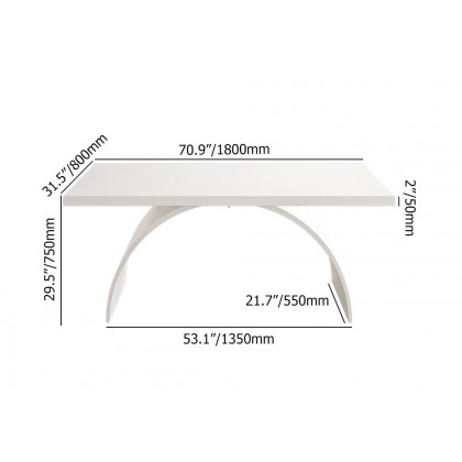 HMR Modern Rectangular Writing Desk & Office Desk Chair Set High Back - White, 70.9"L x 31.5"W x 29.5"H