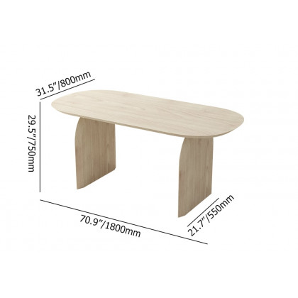 HMR Tintica Series Japandi Style Oval Wood Dining Table - Whitewash, 70.9" (Seats 4-6 People)