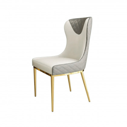 HMR Modern Dining Chairs with White PU Leather Upholstery - Gray, Set of 4