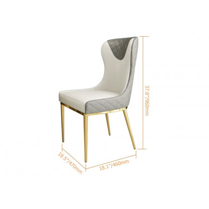 HMR Modern Dining Chairs with White PU Leather Upholstery - Gray, Set of 4
