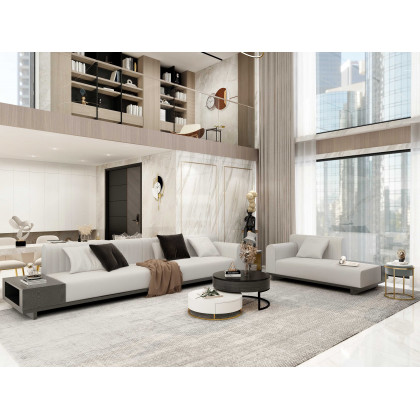 HMR 157" Modern Corner L-Shaped Sectional Sofa with Side Open Storage - Light Gray, Linen