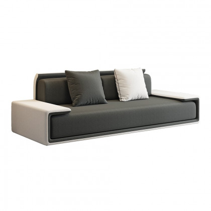 HMR - 81" Doart Modern Dark Gray Upholstered Armless 3-Seater Sofa Cotton Linen with Pillows