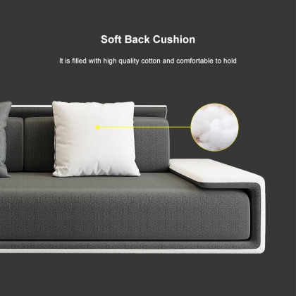 HMR - 81" Doart Modern Dark Gray Upholstered Armless 3-Seater Sofa Cotton Linen with Pillows