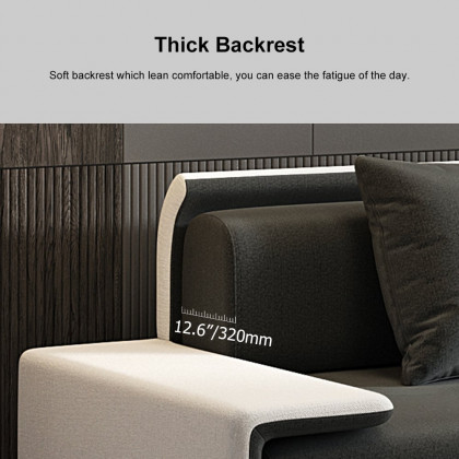 HMR - 81" Doart Modern Dark Gray Upholstered Armless 3-Seater Sofa Cotton Linen with Pillows