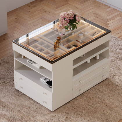 HMR - 47"W Dresser Walk in Closet Island with Jewelry Storage LED Light
