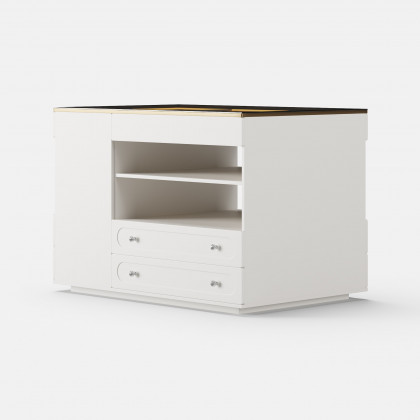 HMR 47"W Dresser Walk in Closet Island with Jewelry Storage LED Light - White