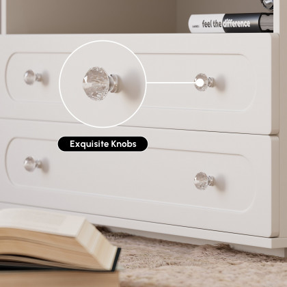 HMR 47"W Dresser Walk in Closet Island with Jewelry Storage LED Light - White