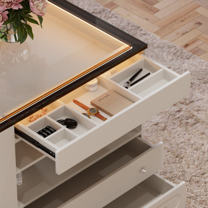 HMR 47"W Dresser Walk in Closet Island with Jewelry Storage LED Light - White