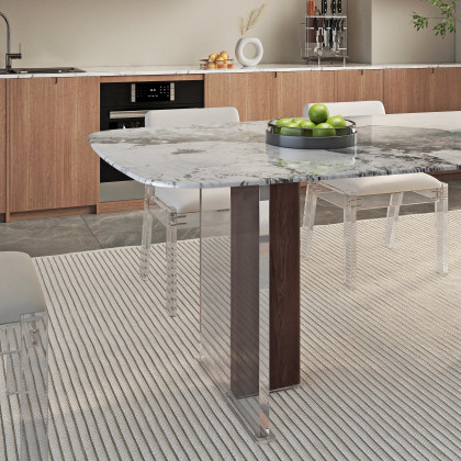 HMR - 78.7" Modern Rectangle Sintered Stone Dining Table Seats 4-6 People