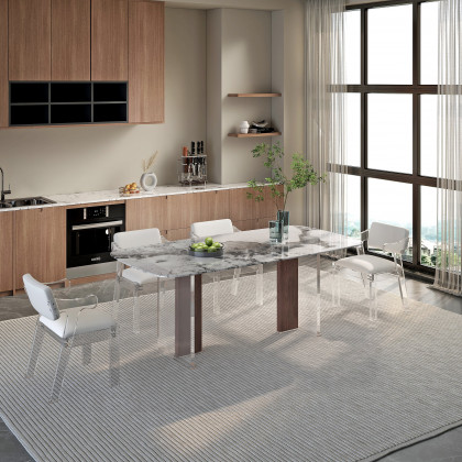 HMR - 78.7" Modern Rectangle Sintered Stone Dining Table Seats 4-6 People