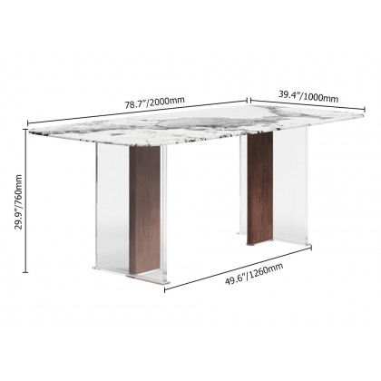 HMR - 78.7" Modern Rectangle Sintered Stone Dining Table Seats 4-6 People