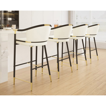 HMR Craines Series Modern Velvet Upholstered Bar Stools - Beige