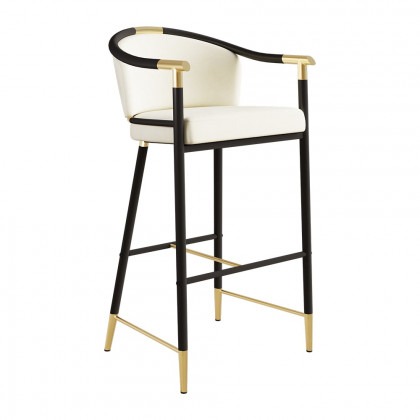 HMR Craines Series Modern Velvet Upholstered Bar Stools - Beige
