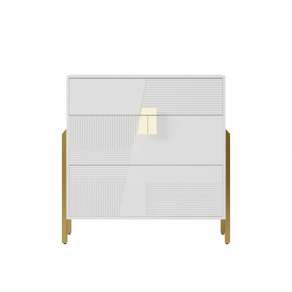 HMR - Modern Entryway White Shoe Storage Narrow Shoe Cabinet with 2 Flip Doors & 1 Drawer