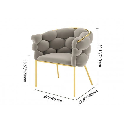 HMR - Nordic Tufted Accent Chair Velvet Upholstery in Gray