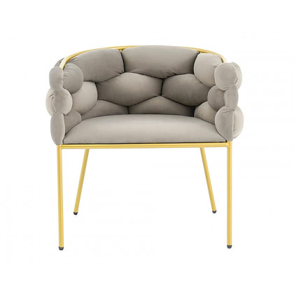 HMR - Nordic Tufted Accent Chair Velvet Upholstery in Gray