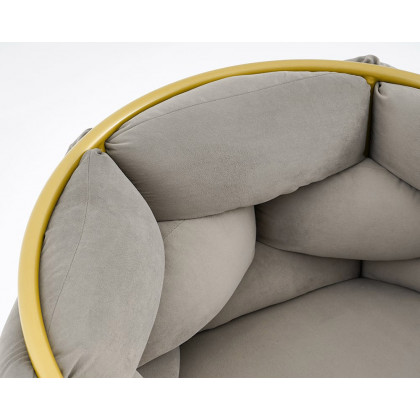 HMR - Nordic Tufted Accent Chair Velvet Upholstery in Gray